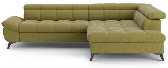 Kinyitható jobb oldali L-alakú MARANO sarokkanapé olívazöld