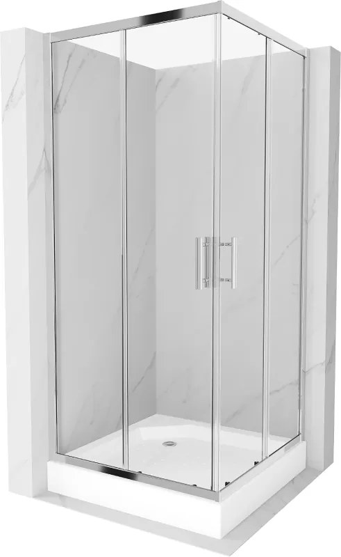 Mexen Rio 90 x 90 cm-es, négyzet alakú zuhanykabin, átlátszó, króm + zuhanytálca, fehér - 860-090-090-01-00-4510
