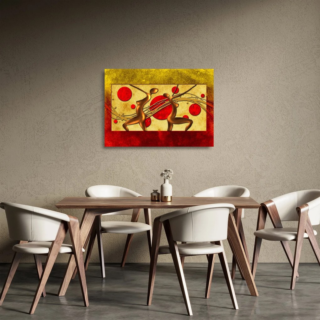 Absztrakt kép két nővel (üvegen) (70x50 cm)