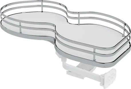Konyhai fémrács, sarokszekrénybe, jobbos, Nuvola vesetál, króm-fehér,  800mm, 400mm ajtó szélesség, Sige Infinity Plus 371