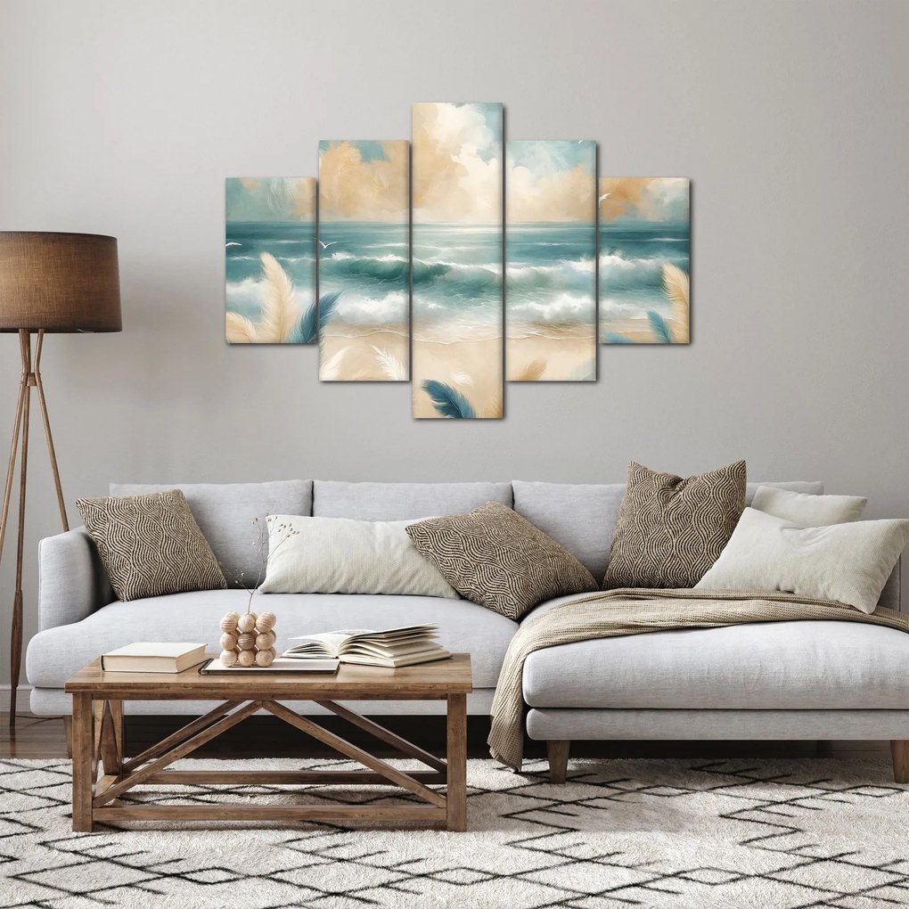 Kép – Festett strand lágy színekben (150x105 cm)