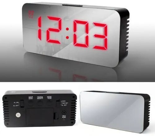Tükrös Kerekített Sarok Design LED Digitális ébresztő óra - DS-3622L
