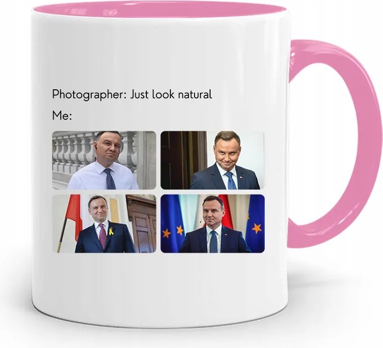 Andrzej Duda Pis Rózsaszín Elnöki Bögre fényképes nyomattal