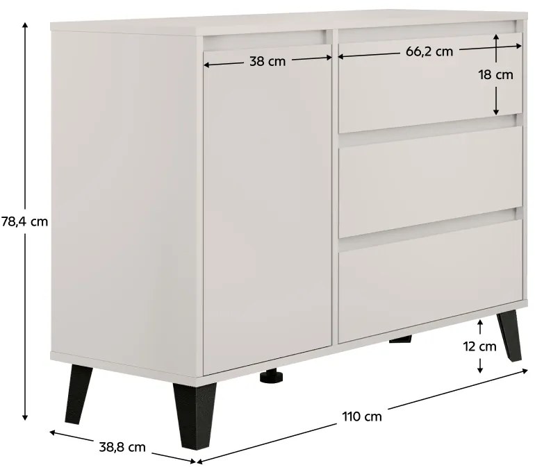 BOGAN 1D3S komód, kasmír