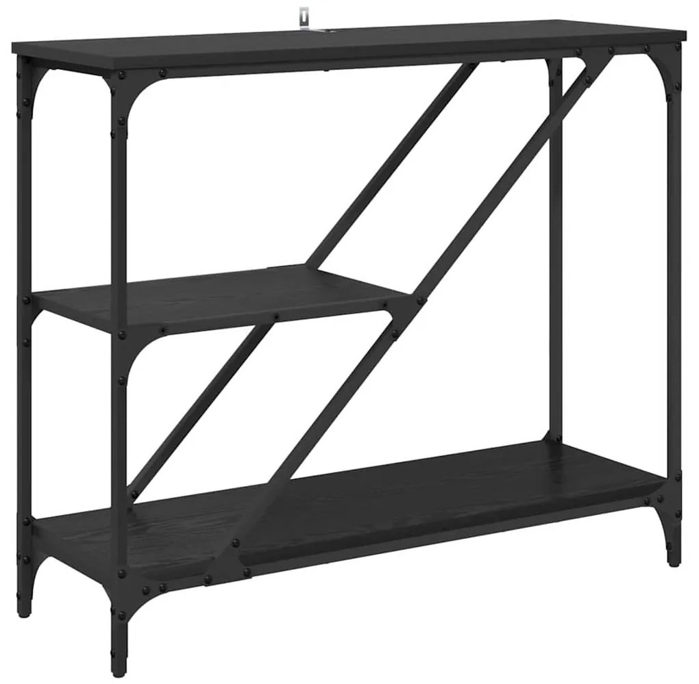 vidaXL Konzolasztal Fekete tölgy 88,5 x 30 x 75 cm Faanyag