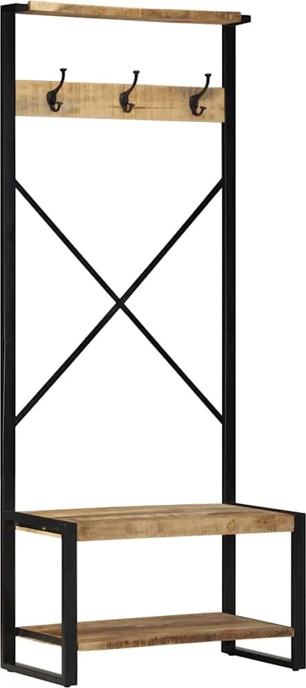 vidaXL tömör nyers mangófa ruhatartó állvány 80x40x190 cm