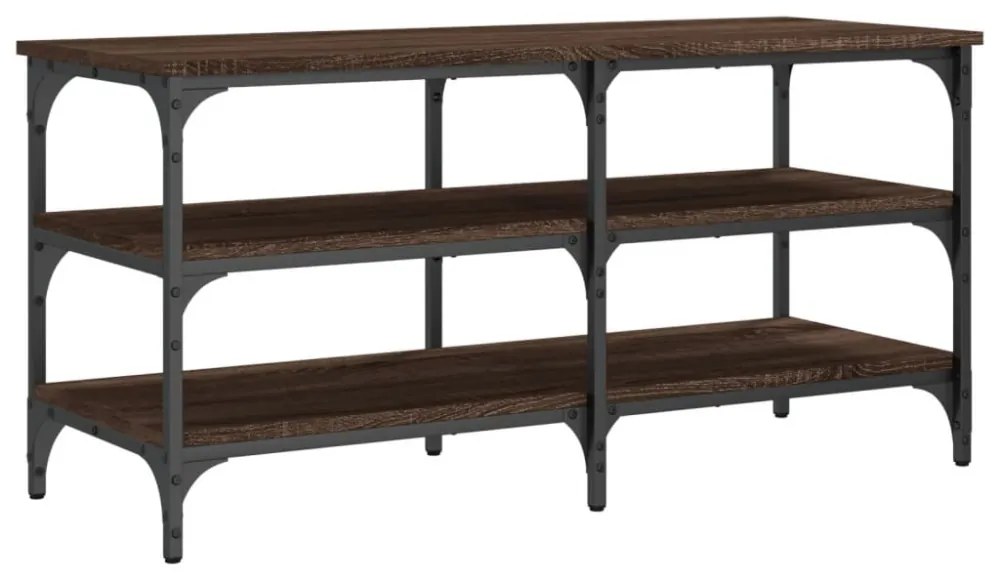 barna tölgy színű szerelt fa cipőtároló pad 100 x 38,5 x 49 cm