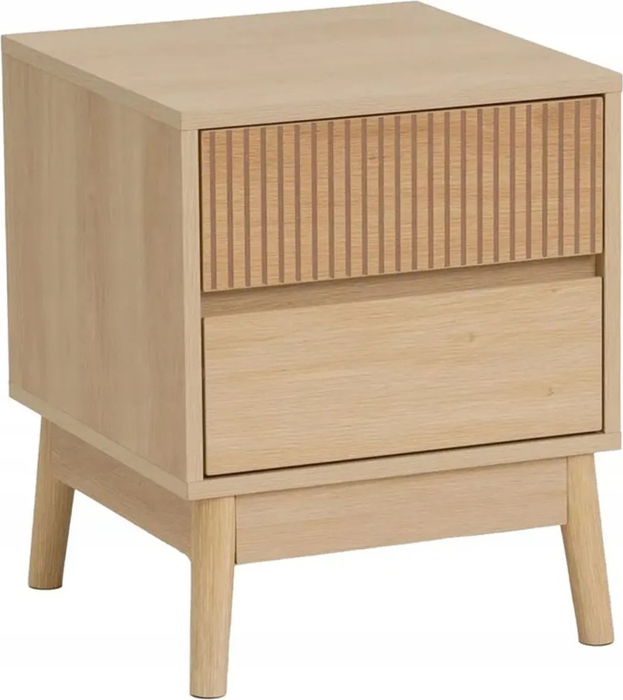 Éjjeliszekrény két fiókkal Naroa 40x39x48 cm skandináv fenyő barna