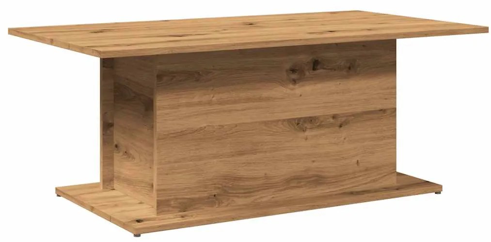 Kézműves tölgy színű szerelt fa dohányzóasztal 102x55,5x40 cm