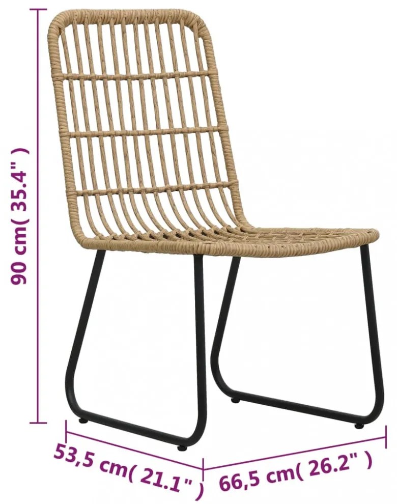 vidaXL 3-darabos tölgyszínű polyrattan bisztrószett