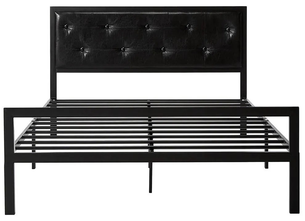 Hanna fém ágykeret ajándék ágyráccsal, több méretben és színben-Fekete 160x200 cm-es-fekete