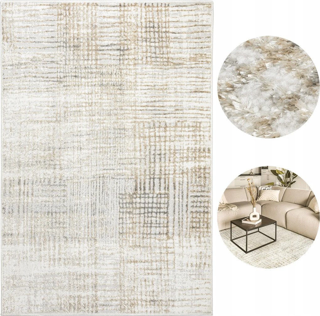 Nappali szőnyeg 160x230 Designer Modern Püré Bézs Arany Glamour