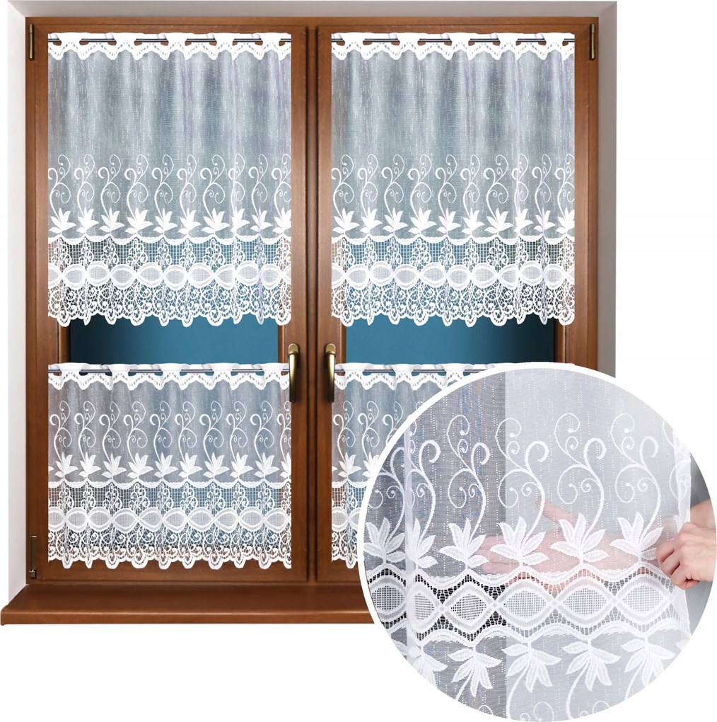 Irigy Hónaljmirigy Kész Fehér 150x70 Rövid Jacquard Konyha Függöny