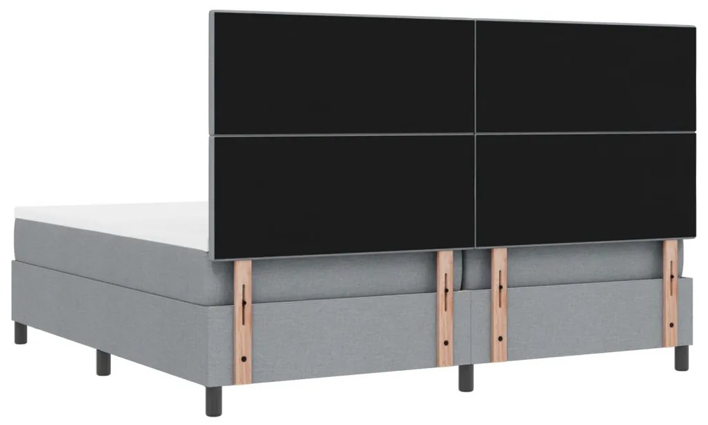 Boxrugós ágy matracmal Világosszürke 200 x 200 cm szövet