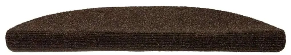 öntapadós lépcsőszőnyegek 30 db, barna, félkör alakú, 56 x 17 x 3 cm
