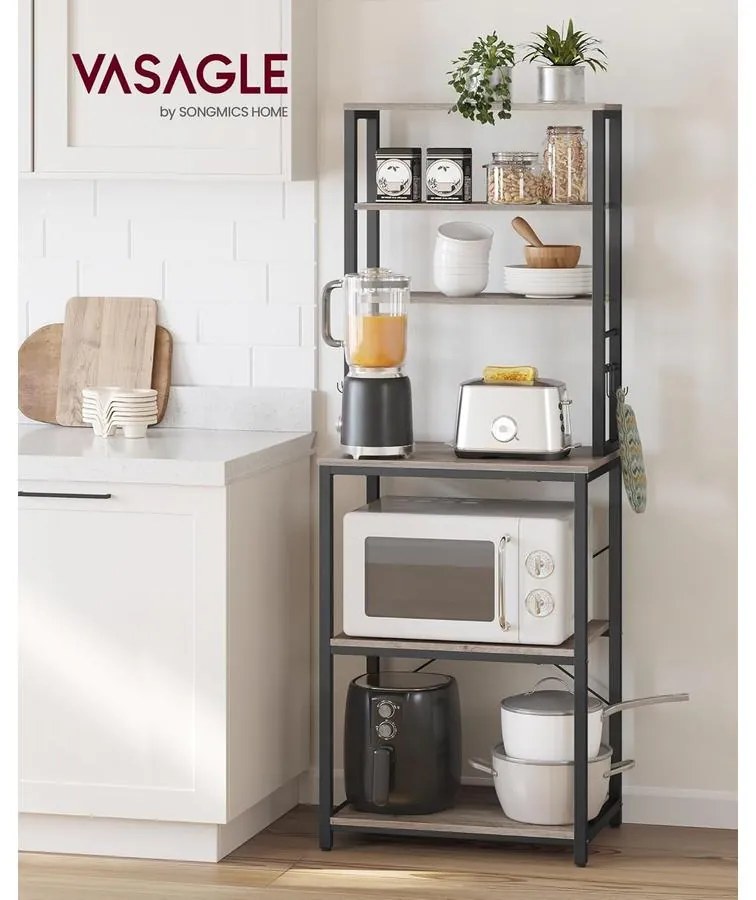 VASAGLE konyhai tárolóállvány, 40 × 60 × 167 cm, greige és fekete színben