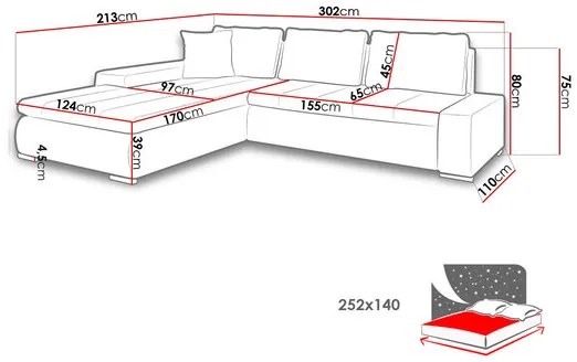 Sarok ülőgarnitúra Hesron (öko-bőr Soft 011 + Lawa 06). 1053590