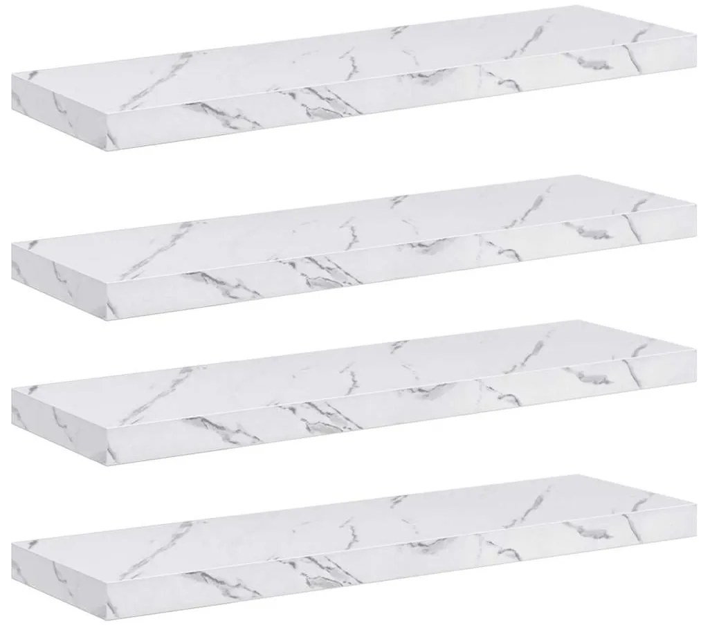 vidaXL Falpolc tárolóval 4 pcs Fehér márvány 90 x 23,5 x 4 cm Faanyag
