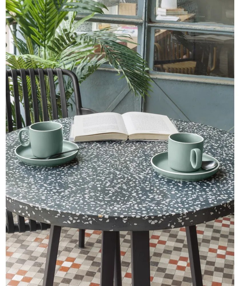 Tella fekete kerti asztal kő asztallappal, ø 70 cm - Kave Home