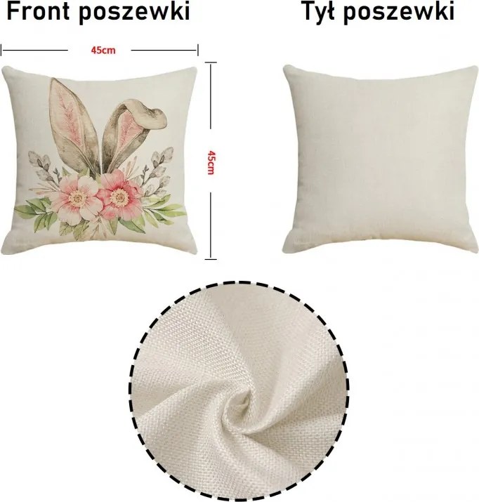 Len párnahuzat FLOSPRING 45x45 cm, krém színű