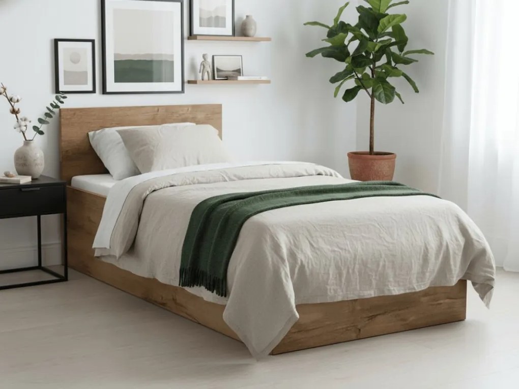 SOFIA ágy 90 x 200 cm, artisan tölgy Ágyrács: Lamellás ágyrács, Matrac: Deluxe 10 cm matrac