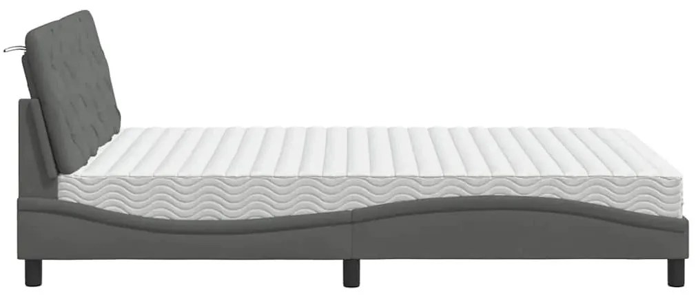 sötétszürke szövet ágy matraccal 120x200 cm