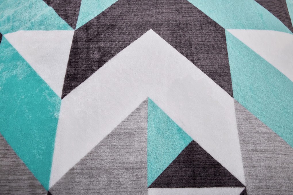 Mikroplüss lapok Triangulo türkiz 200x140cm+90x70cm TiaHome