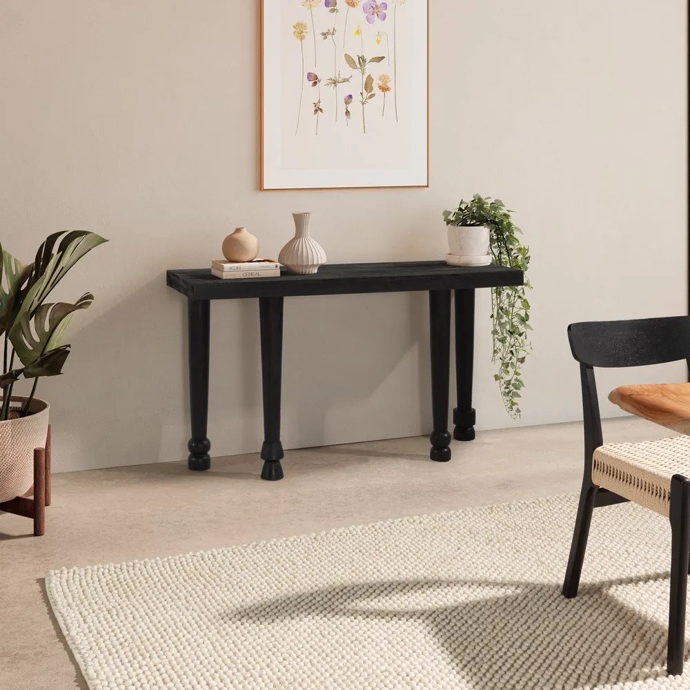 Fekete mangófa konzolasztal 40x130 cm Inaya – MOME