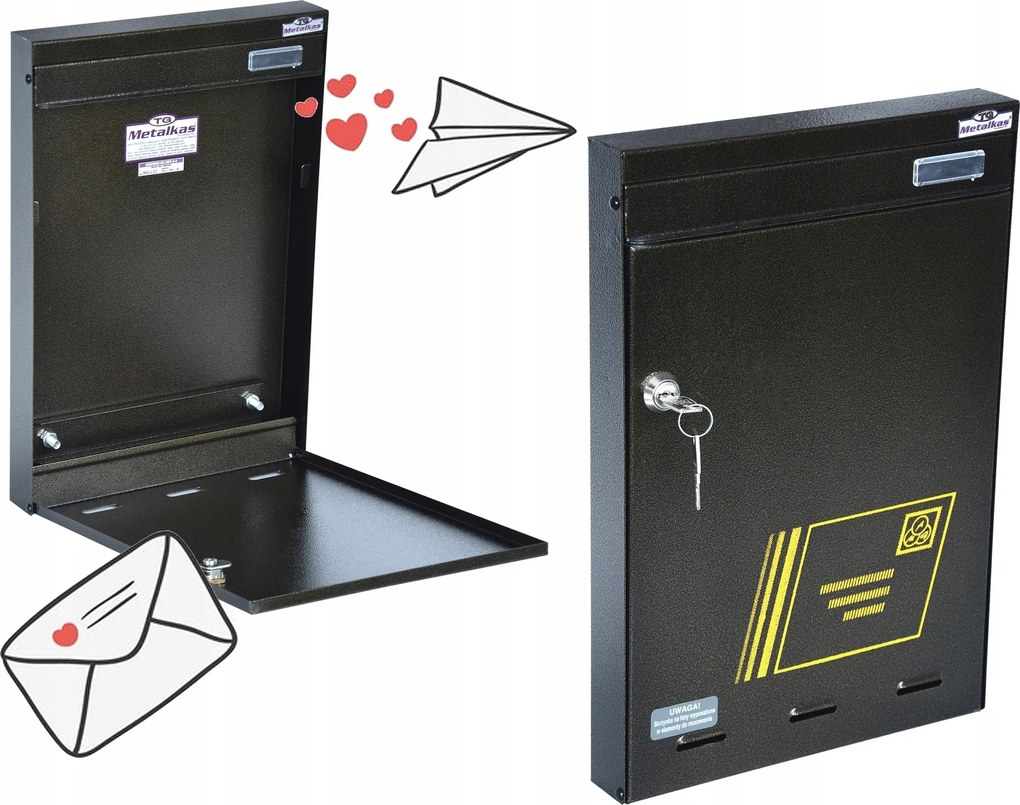 Prémium Fém Tömör Postaláda 39x26cm Metalkas