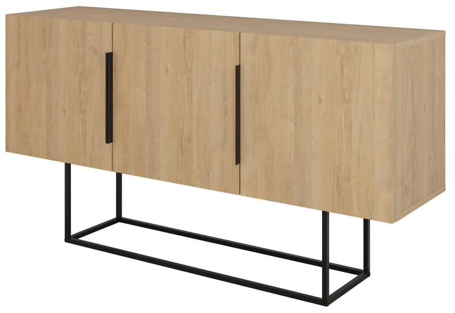 Natúr színű alacsony komód tölgyfa dekorral 150x80 cm Titan – Marckeric