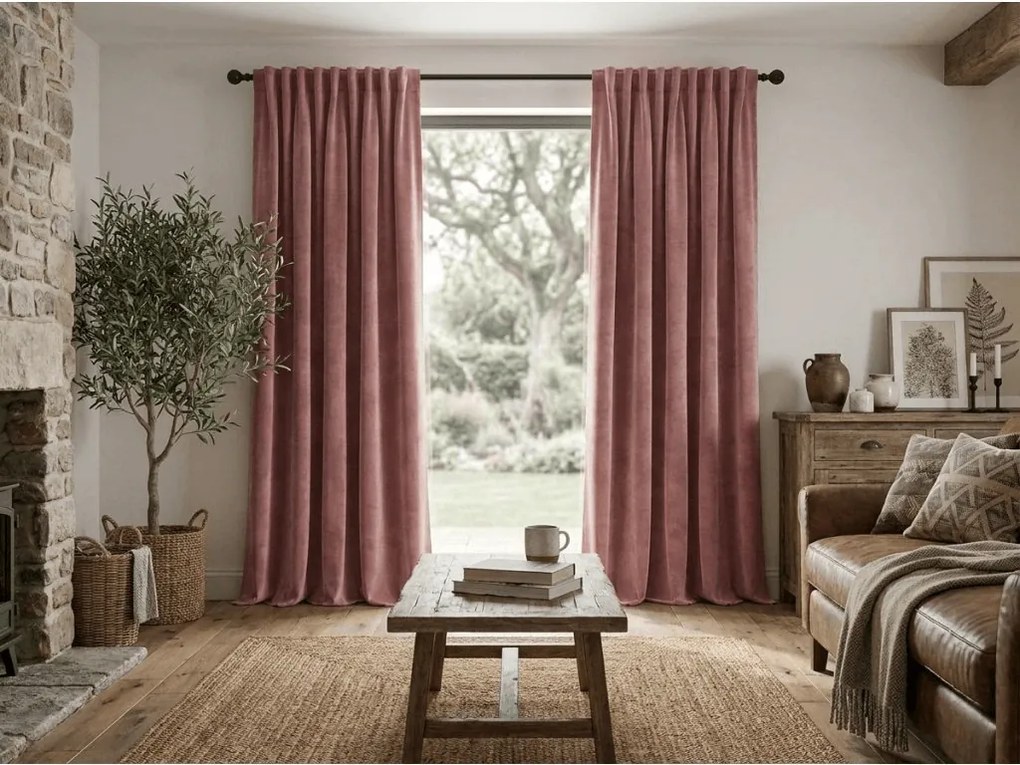 Sötétítő függöny ELVIO VELVET 140x250 cm, óarany rózsaszín Felfüggesztés: Hullámos sínszalag