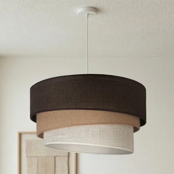 Brilagi - Kábelre szerelt csillár TRIO 3xE27/60W/230V átm. 60 cm barna/bézs/fehér