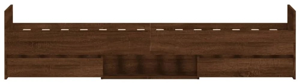 barna tölgy színű fém ágykeret fej- és lábtámlával 90 x 190 cm