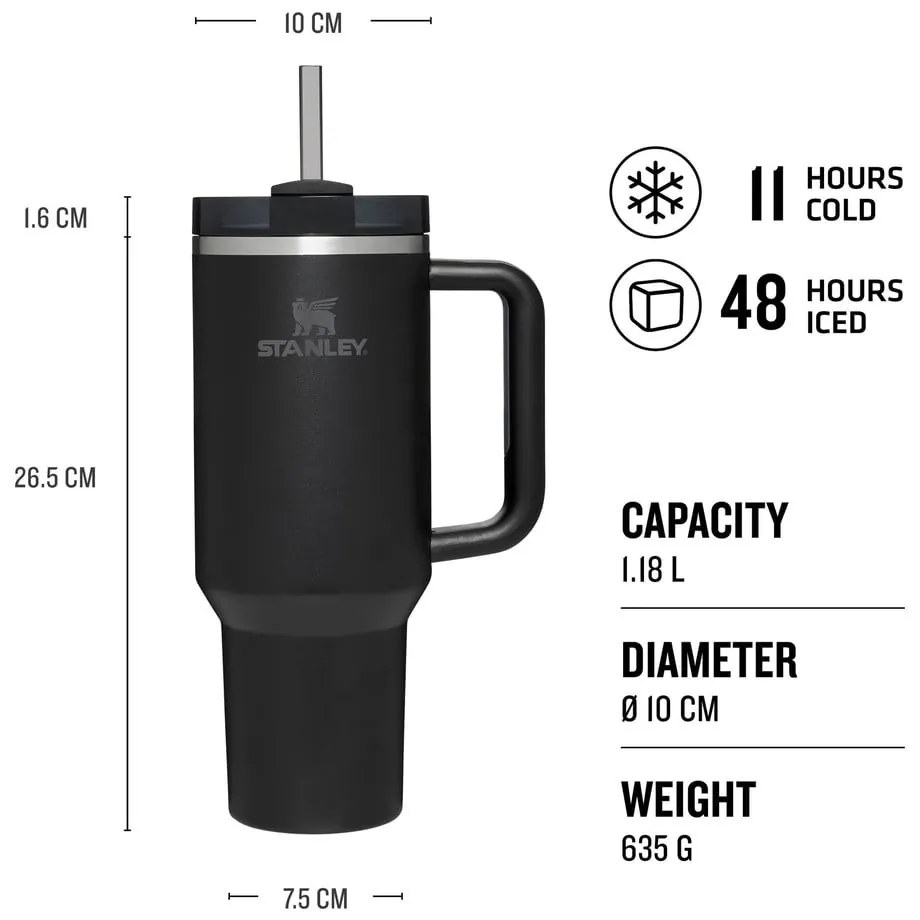 Fekete termosz 1,18 l Quencher H2.O FlowState – Stanley