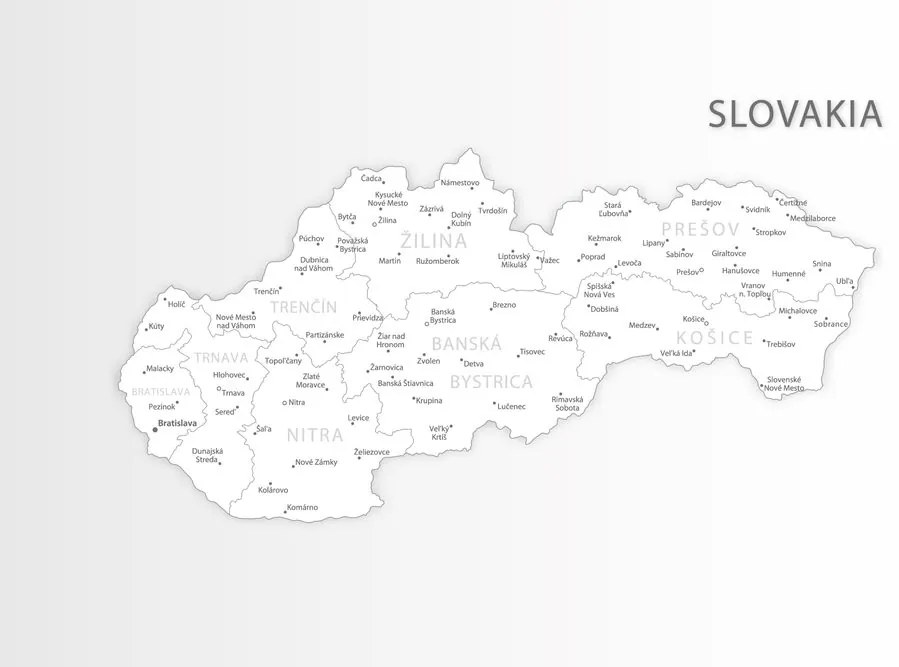 Tapeta mapa Slovenska v čiernobielom