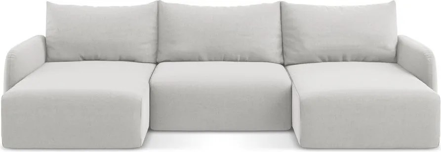Világosszürke bársony kinyitható-tárolóhelyes (U alakú) sarokkanapé Kalena – Makamii
