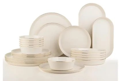 26 darabos porcelán étkészlet, fehér/arany