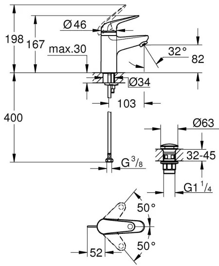 GROHE 24319001 - SWIFT 162 mm mosdócsaptelep, fényes króm