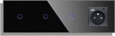 Érintőkapcsoló Nagy Wifi Hármas Usb Aljzat A+c Üveg