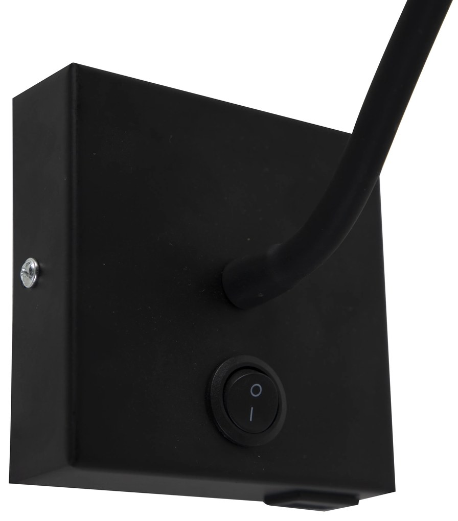 Modern rugalmas fali lámpa USB fekete - Zeno