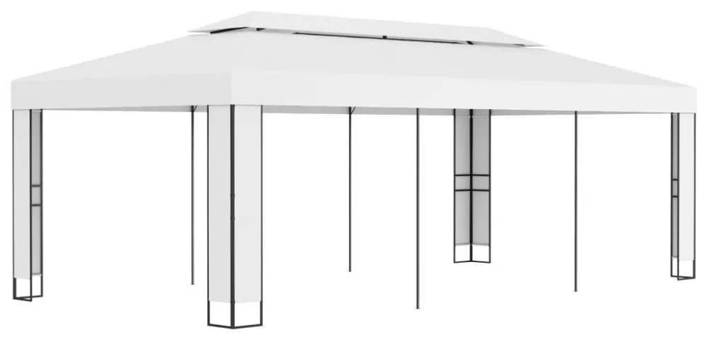 fehér dupla tetős pavilon 3 x 6 m