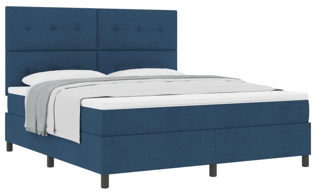 Boxspring Ágy Matraccal Kék Szuper King Szövet
