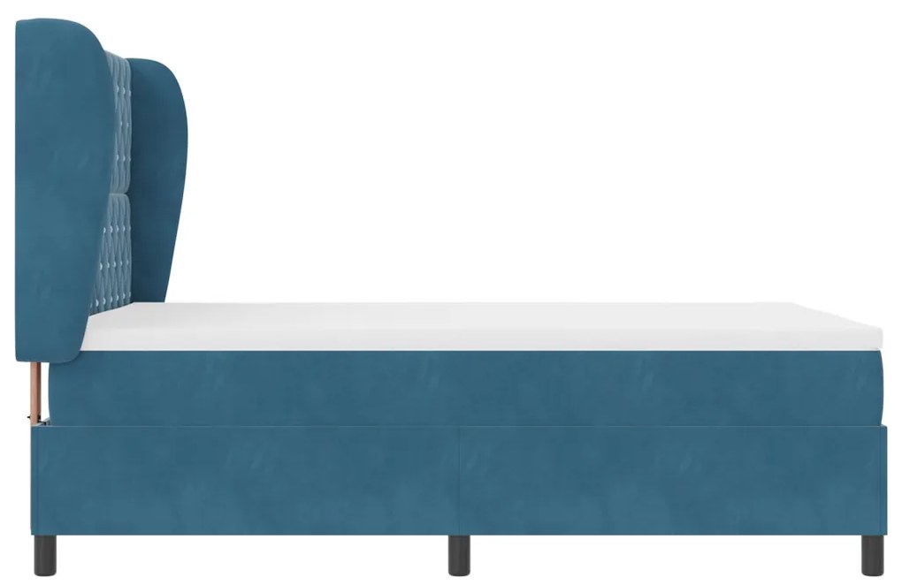 Boxspring Ágy Matraccal Sötét Kék - 140x200 cm - Bársony