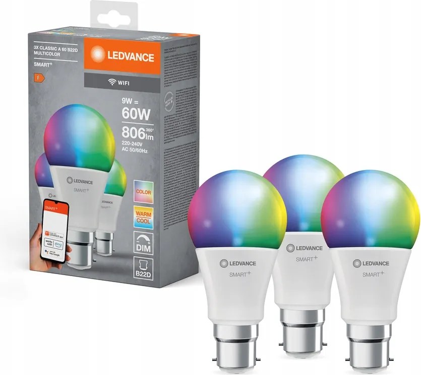 Led izzó B22 9W 60W 806lm Rgbw Cct Tompítható Smart+ WiFi Classic