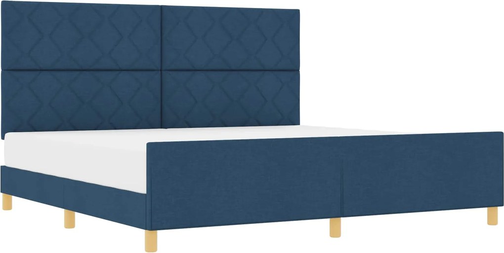 vidaXL Ágykeret fejtámlával Kék 200 x 200 cm szövet