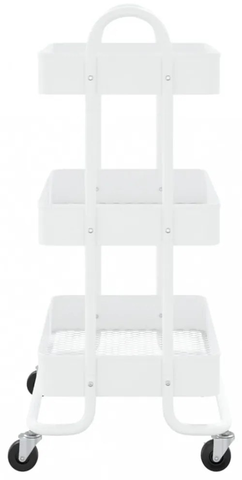 fehér acél 3 szintes kocsi 43 x 34 x 79 cm