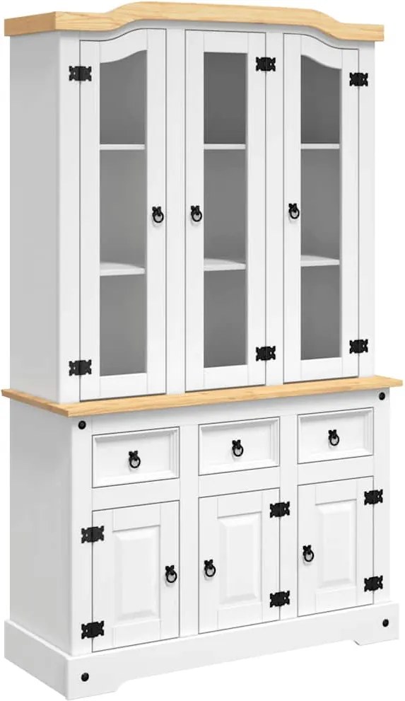 vidaXL Corona fehér tömör mexikói fenyő magasszekrény 112x43x196 cm