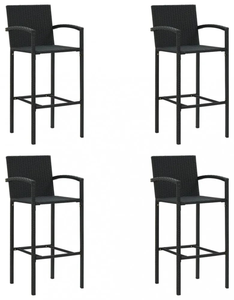 4 db fekete polyrattan bárszék