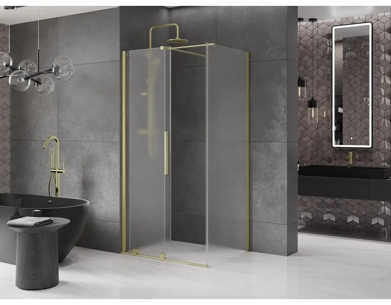 Mexen Velar, tolóajtós zuhanykabin 120 x 70 cm, 8 mm-es matt üveg, arany matt, 871-120-070-31-55