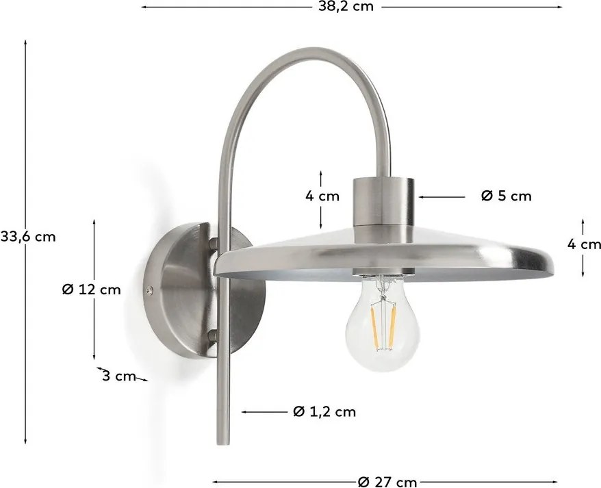 Ezüstszínű fali lámpa ø 27 cm Nuvira – Kave Home